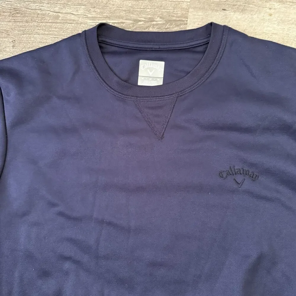 Callaway Fleece Pullover Mens Medium Blue Lightweight Sweatshirt Crew Neck